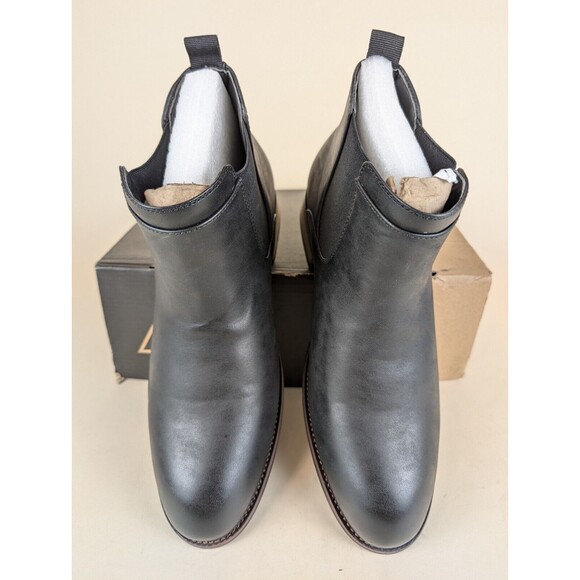 Vance Co Boots Mens 12 M Landon Dress Chelsea Black Faux Leather Ankle Shoes NEW